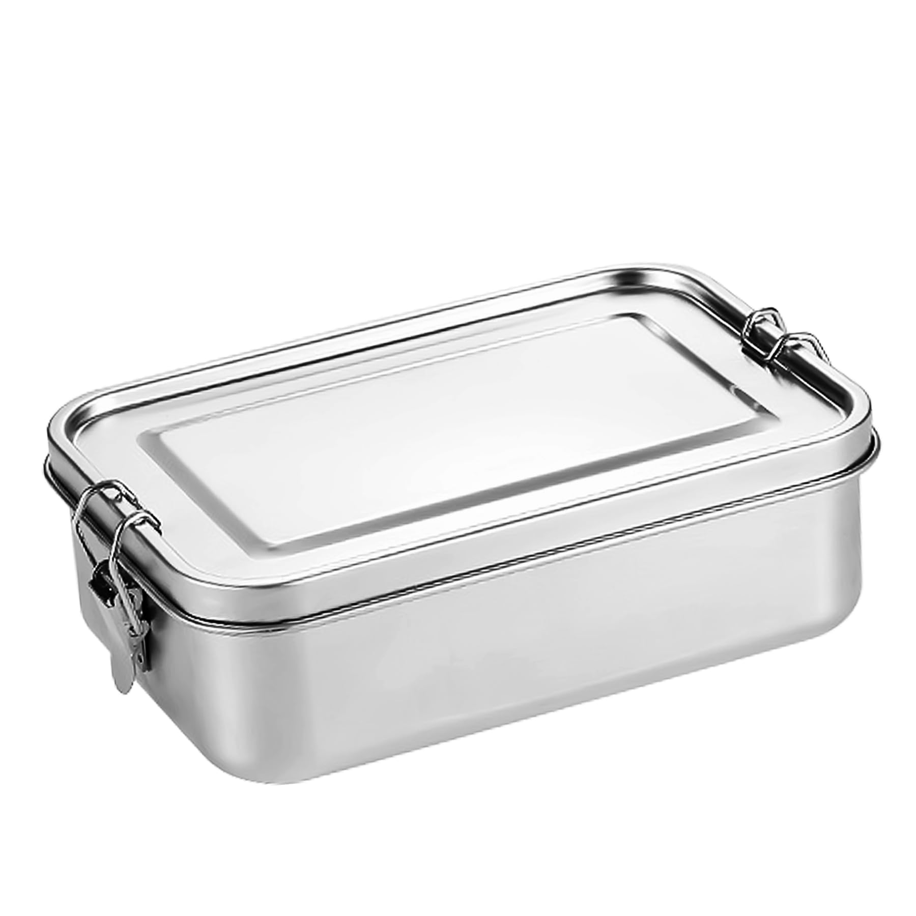 Boîte à repas Bento en acier inoxydable – Grande boîte à bento en métal de 1 332,4 g – 2 compartiments avec clips de verrouillage – Passe au lave-vaisselle – 1400 ml