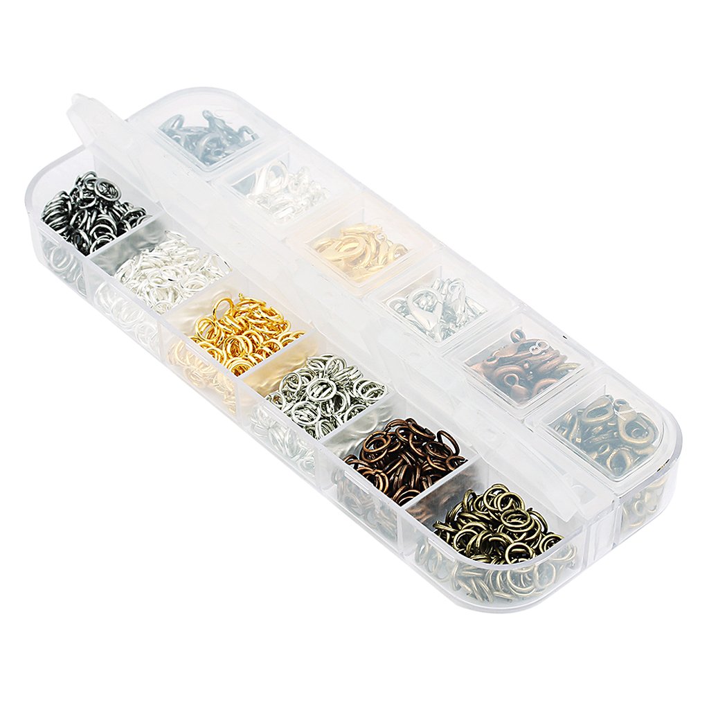 5 set di 12 stili in scatola per la creazione di gioielli kit starter kit di chiusura a moschettone anellini aperti