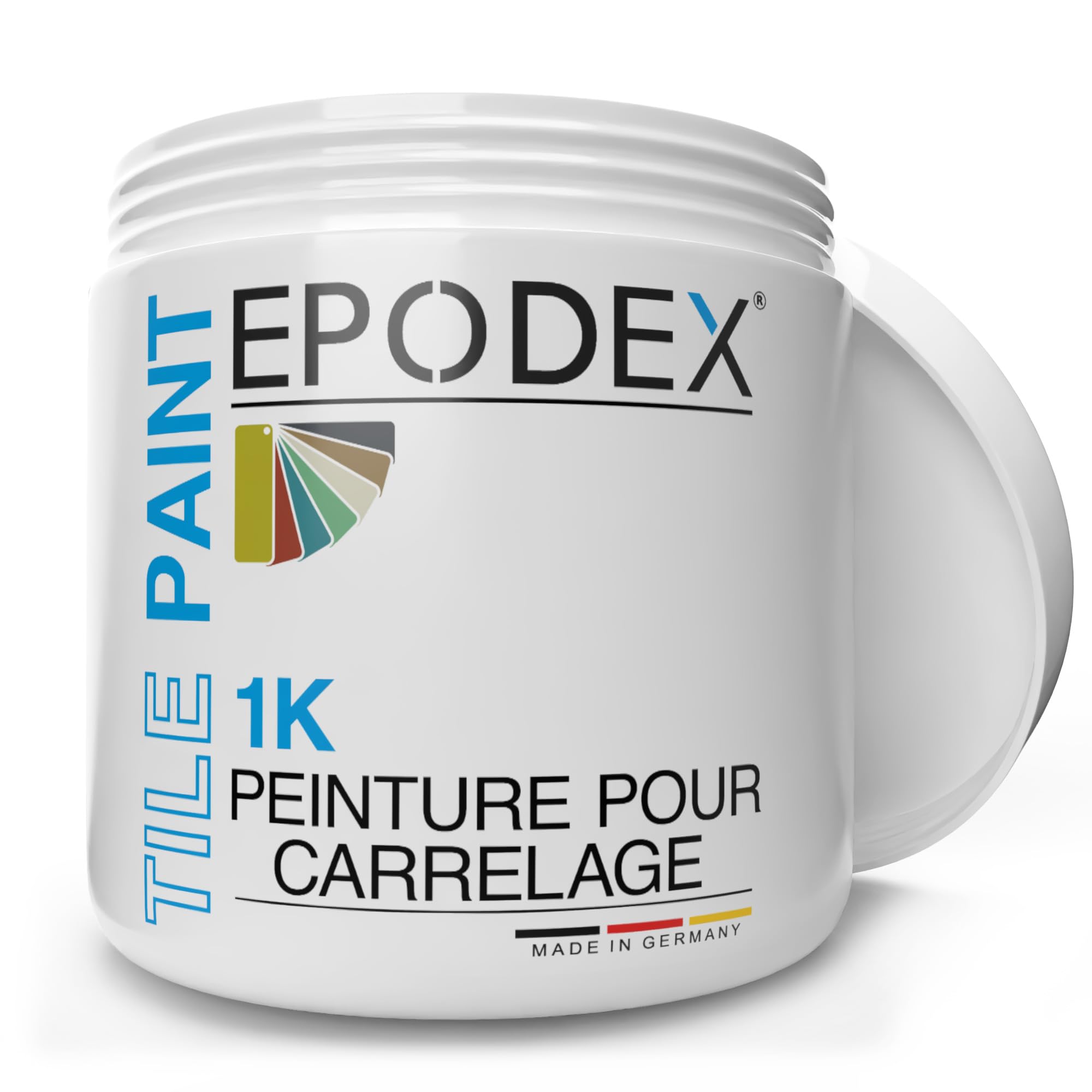 EPODEX 1K Peinture carrelage cuisine, salle de bain et plus - vernis carrelage mural à usage normal, peinture satinée, 1kg (une couche sur 8m²) - Gris olive - Pastel | Peinture pour carrelage mural à usage normal, vernis satiné, 1 kg (8 m² en une seule co