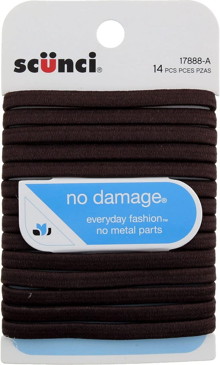 Brown Gel Elastics, No Slip Grip, Strong Hold-Ponytailers (3-Pack of 14ct)