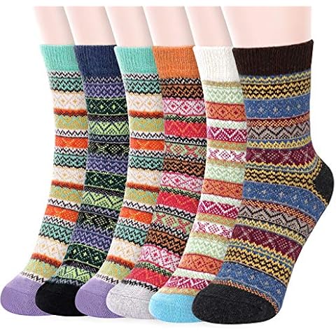 Wool Socks Women, Fixget 6 Pairs Ladies Socks Thermal Socks Winter Thick Knitted Warm Socks for Men and Women Cover