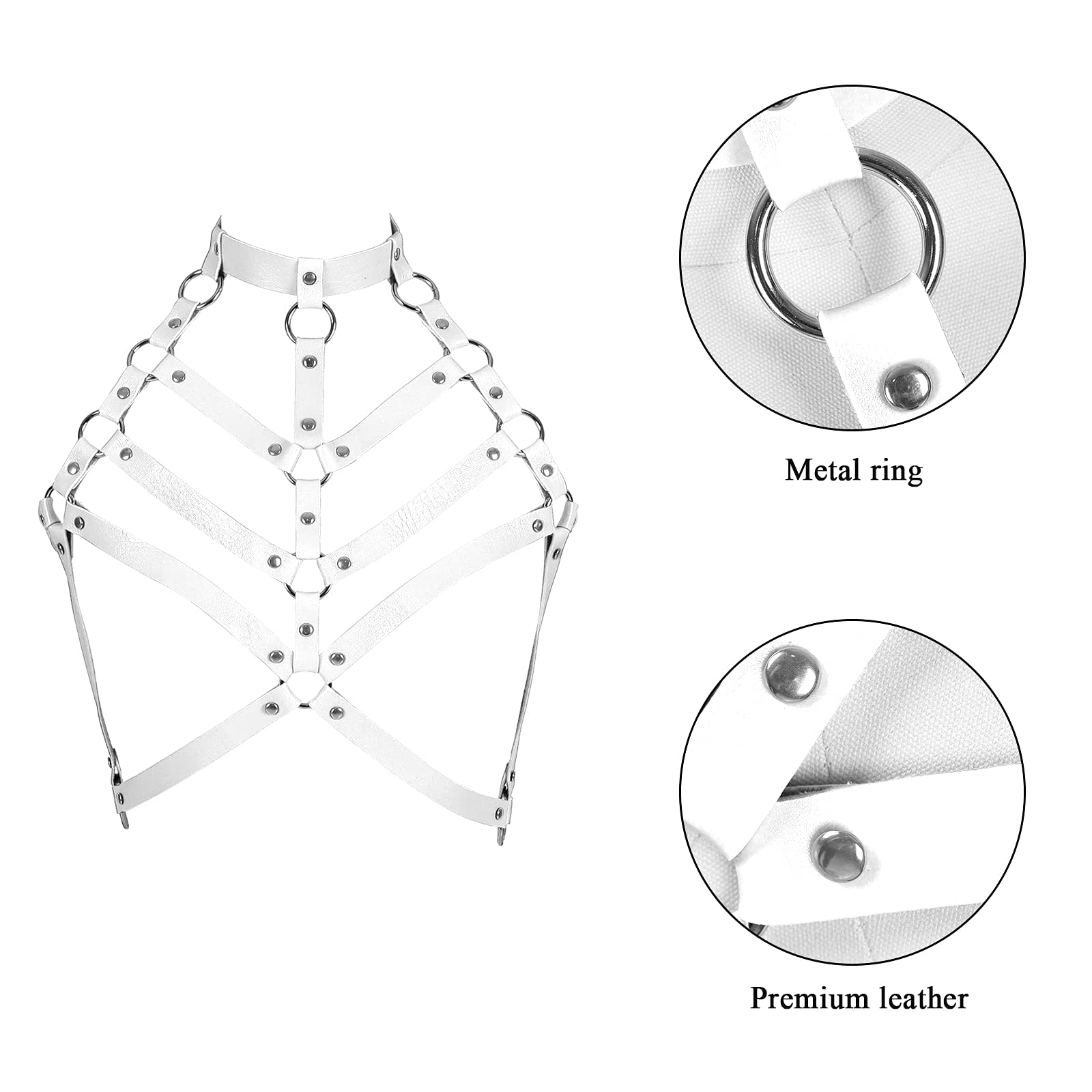 Ceinture réglable en cuir pour femme - Sangle de poitrine - Soutien-gorge cage - Style punk - Pour festival, carnaval, danse - Costume