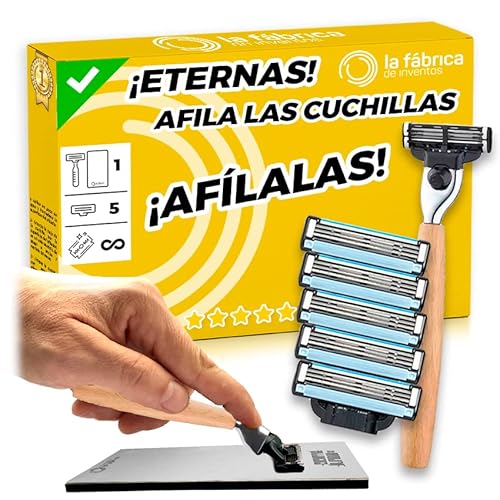 5 uds Cuchillas De Afeitar, 1 Mango y Afilador - Cuchillas De Afeitar - Maquinilla De Afeitar Hombre - Cuchilla Afeitar - Kit Afeitado Hombre - Afeitadora - Maquinilla Afeitar