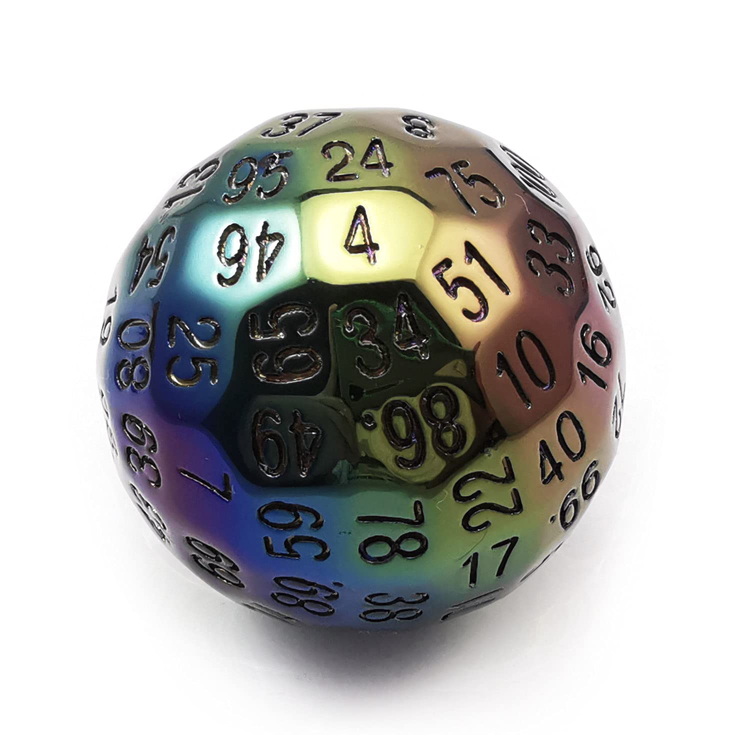 Bescon Metal Plating 100 Sided Dice, Polyhedral Solid 100 Sides Dice 45MM in Diameter (1.8inch), Game Dice D100