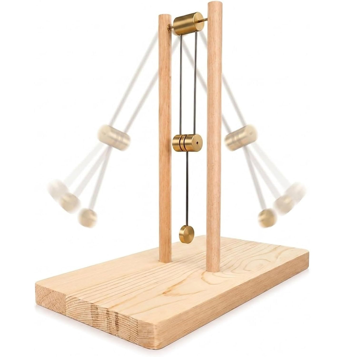 Ozdoba na biurko z podwójnym wahadłem chaosu, drewniany model energii | Podstawa 30x16 cm, zabawka na biurko z wahadłem rzeźbiarskim, fizyczny model demonstracyjny do domu biurowego