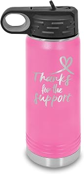 Personalized Polar Camel Insulated Stainless Steel Water Bottle with Flip Top Lid and Hidden Straw, Custom Laser Engraved Sports Bottle 20oz, Pink