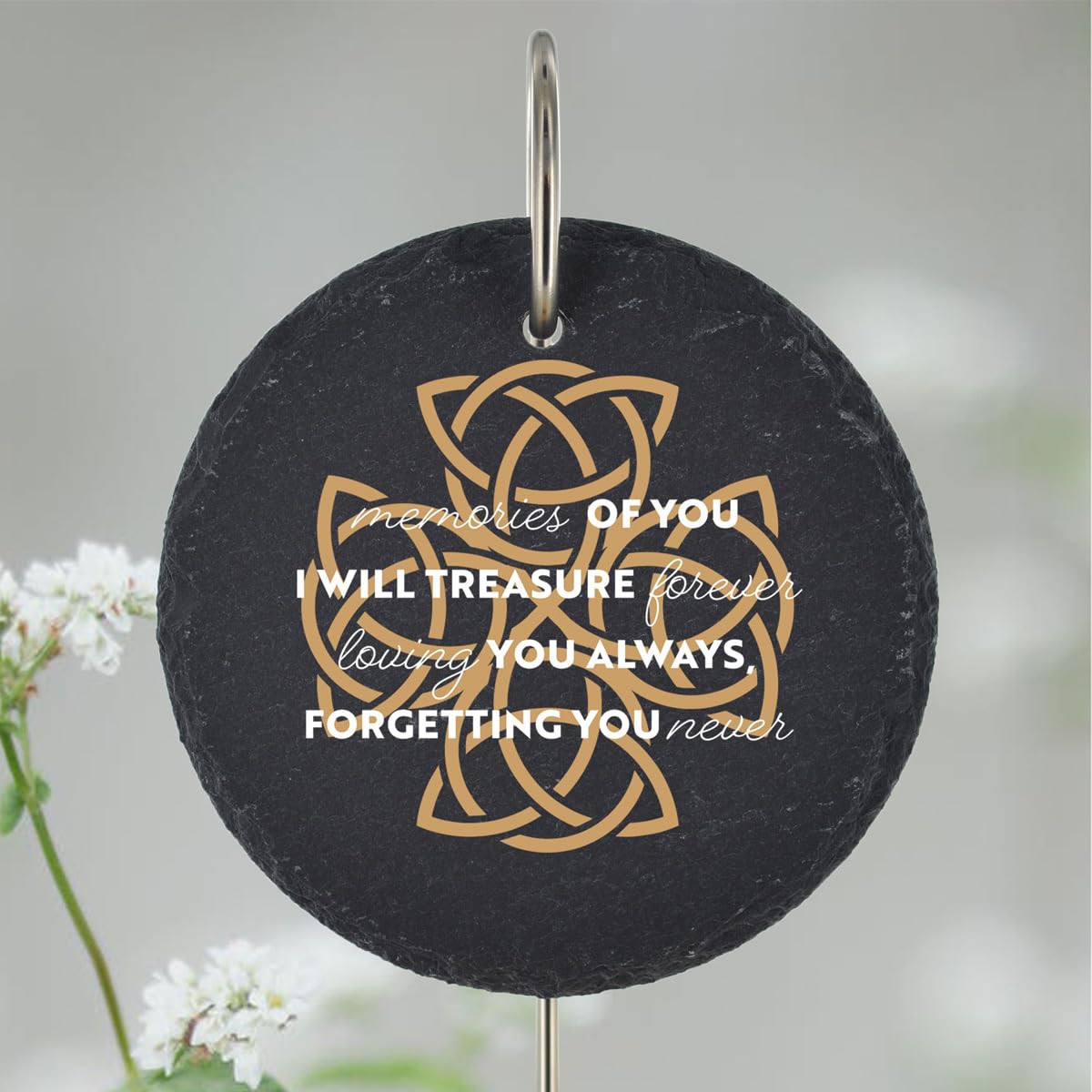 Global Designs Slate With Protective Coating & Uv Print Celtic Knot Grave Stick Marker Plaque Ornament Irish Emblems Sign Memorial Slate Sentimental Graveside Decor 25X11cm