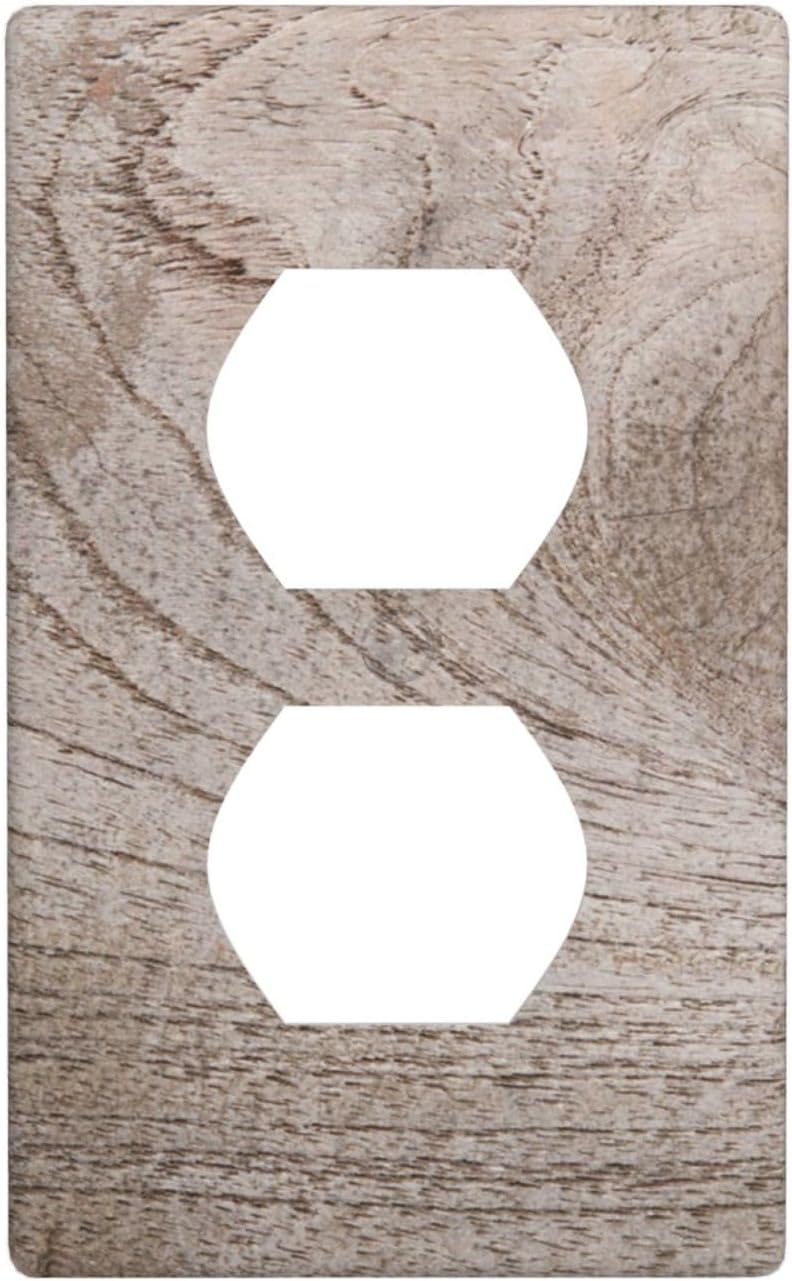 Wood Grain 1Gang Wall Plate Duplex Device Receptacle Switch Plate Cover Receptacle Outlet