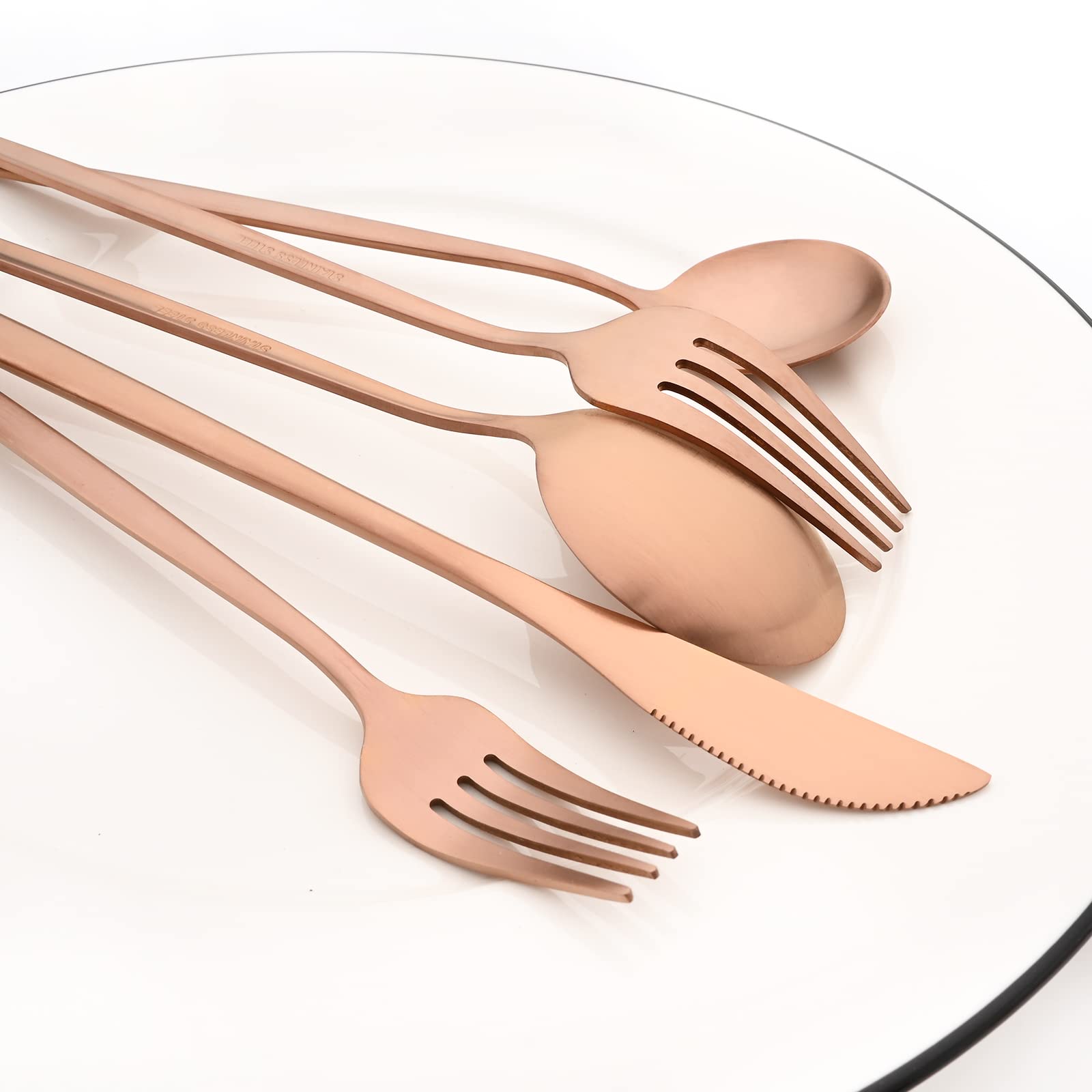 snplowum 8-Piece Matte Copper Dinner Knife, 8.66 Inch Stainless Steel Knife Set For Steak Dessert Butter Knife