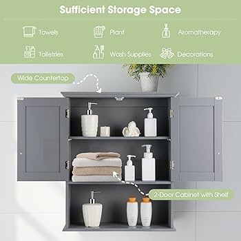 Multigot Wooden Bathroom Cabinet, Wall-Mounted Storage Cabinet With