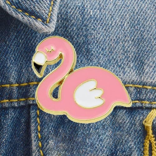 Image of Flamingo Enamel Pin Cute Pink Flamingo Enamel Pins with Safety Backing Cartoon Flamingo Charms Accessories Flamingo Stuff Gift Jewelry Backpack Lapel Brooches for Women