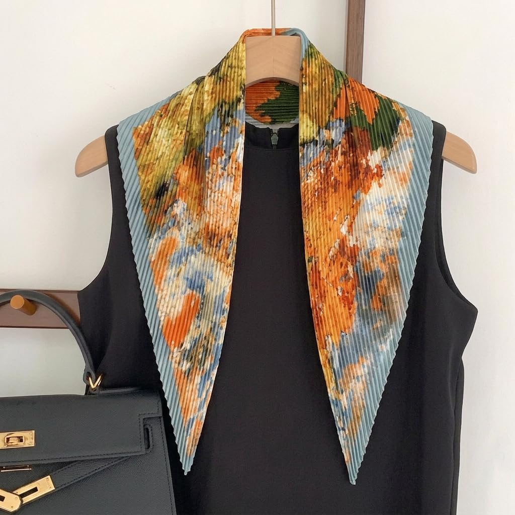 Women Fashion Pleated Chiffon scarf Neckerchief Headscarf