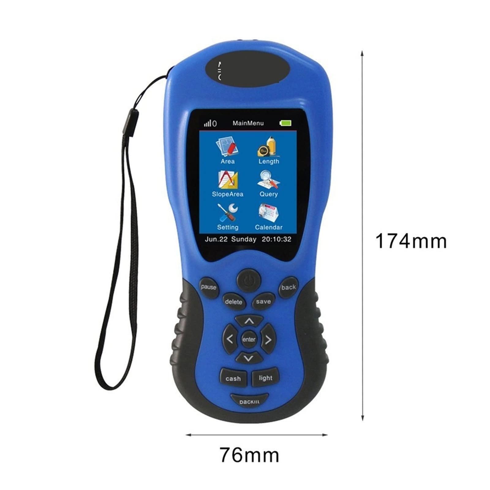 Télémètre laser, NF-198 Appareils de test GPS Compteur de terrain GPS Affichage LCD Valeur de mesure Figure Arpentage des terres agricoles et mesure de la zone de cartographie Mesurer la distance, la