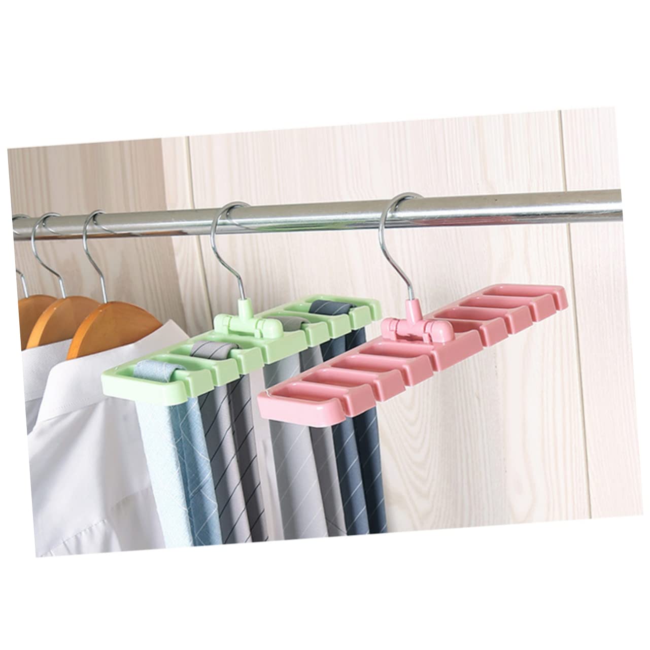 Happyyami Multifunctional Necktie Holder Slip Tie Rack for Closet Stylish Scarf Organizer Space Saving Storage Pink Holds Up to Ties Belts for Organized Wardrobes