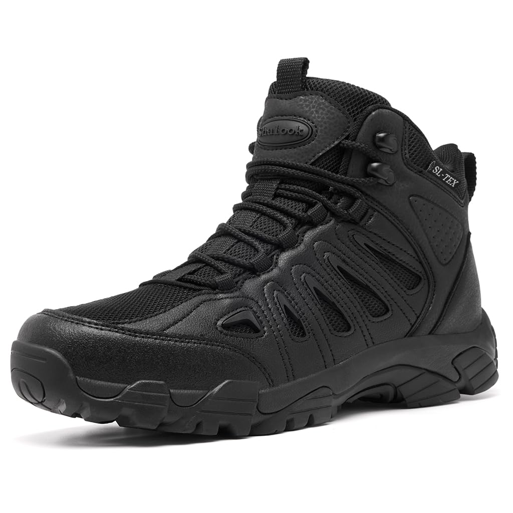 SHULOOK Men's Waterproof Hiking Boots Non-Slip Lightweight Mid Top Ankle Boot Breathable Hiker Trekking Shoes