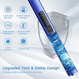 JETPRO Electric Arc Windproof Lighter Flameless USB Rechargeable Lighter with Safety Lock for Candle BBQ Camping (Dark Blue)