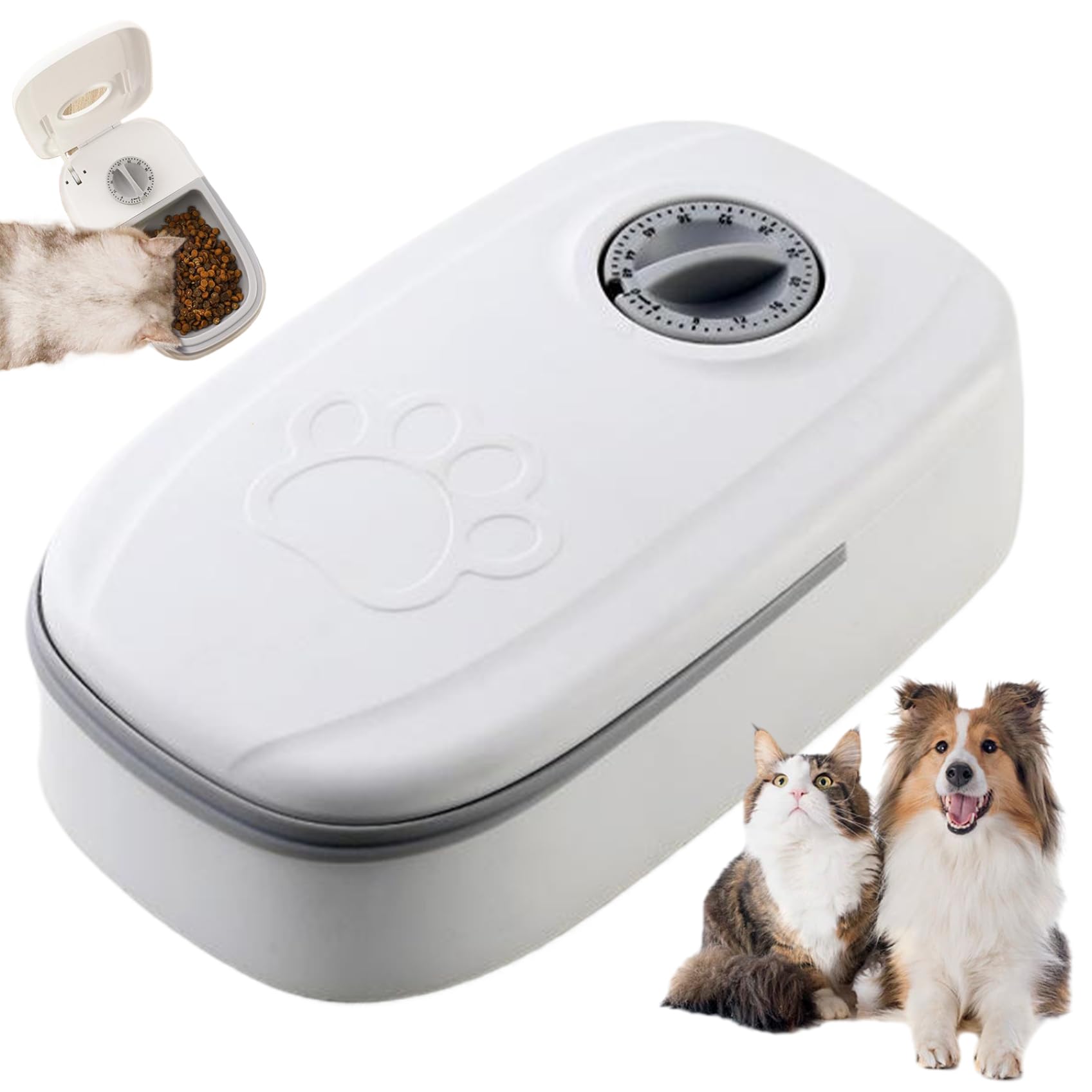 Automatic Pet Feeder 24 Hours Retain Freshness Abs Timed Cat Feeder for Wet & Dry Food Non-slip Foot Mat Sealed Detachable Automatic Feeder Dog Feeder