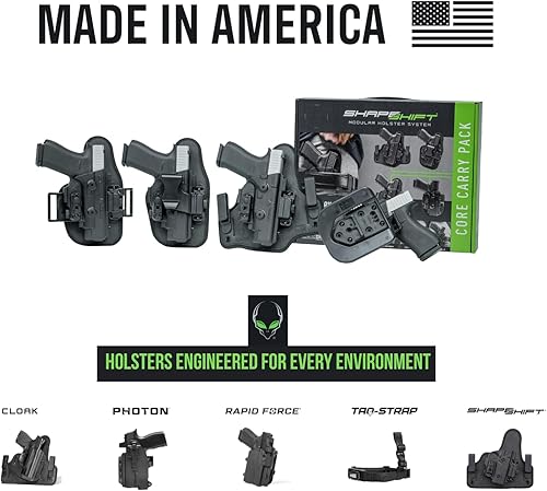 Miniatura 8 de Alien Gear Shapeshift Core Carry Pack Funda - Funda 4 en 1, IWB, Apéndice, Pala OWB y Correa OWB Incluidas - Transporte Cerrado y Abierto -
