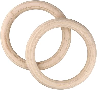 1Pair Wood Gymnastics Rings, Double Circle Wood Gymnastic, Solid Wood Pull Up Rings Pull Up For Home Fitness25mm 19cm