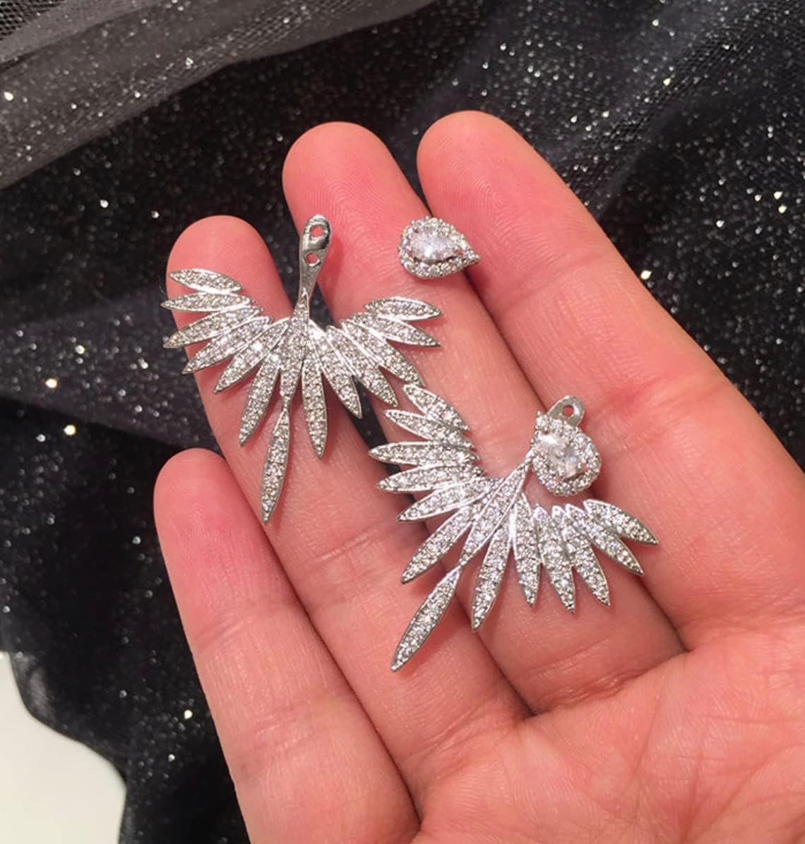 CLEBLE | Phoenix Crystal Jewelry Sterling Silver Phoenix Bird Earrings Rising Phoenix Wedding Earrings Crystal Wing Jacket Earrings Gifts for Women Female Daughter Teens Birthday