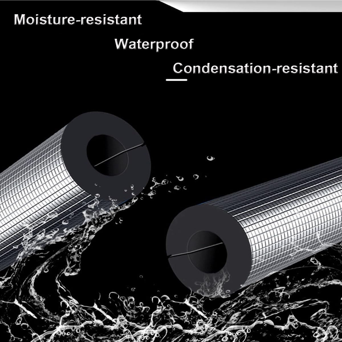 Confezione da 1 tubo isolante autoadesivo per tubi in schiuma, diametro interno da 3/4 a 4 pollici, tubo in gomma rivestito in foglio di alluminio (ID 2-1/2 "x T 1-1/5")