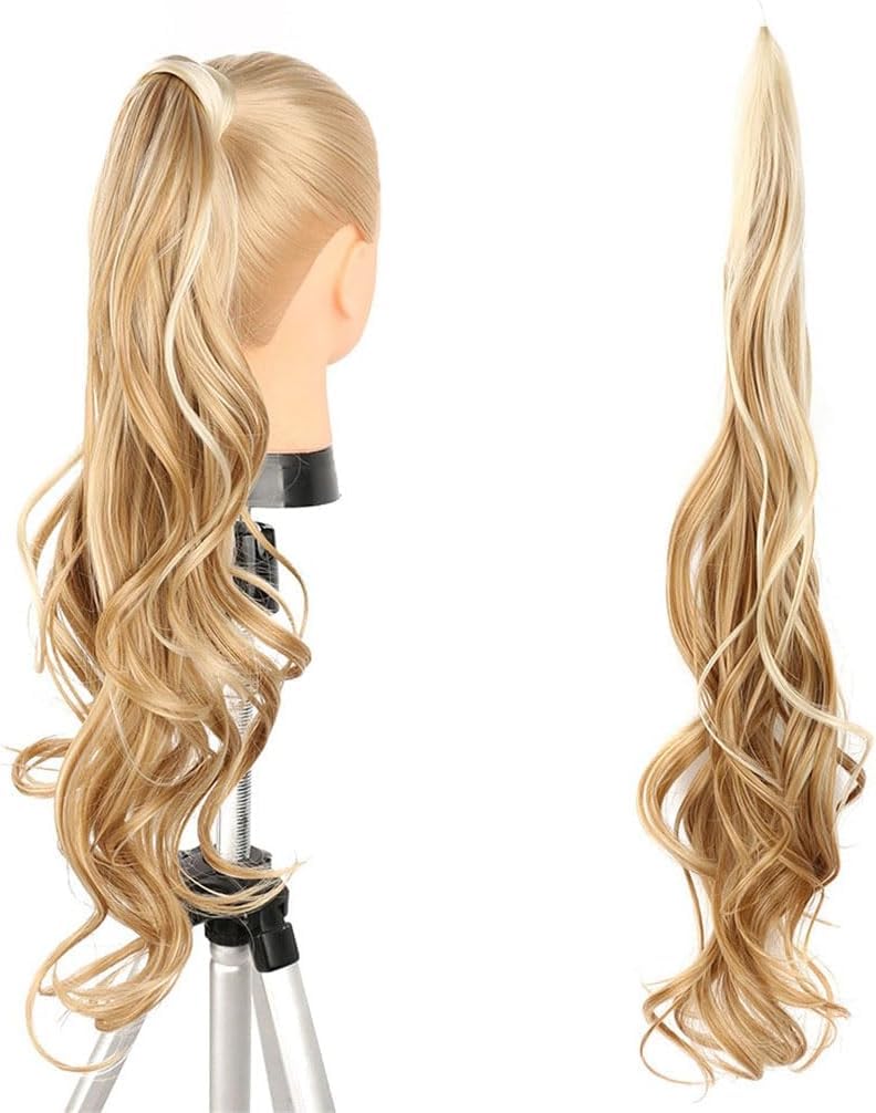 Cola de caballo sintética rubia P27-613: extensiones de coleta larga para mujer