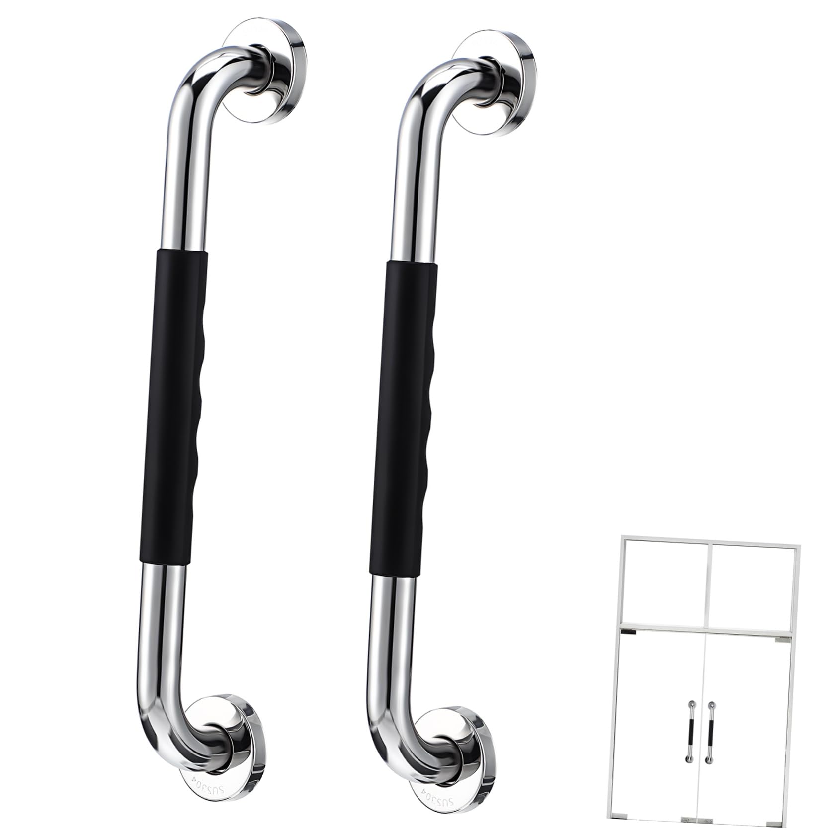 Lurrose Bathroom Safety Grab Bars 2 Pcs Sturdy Metal Shower Grab Bars Suction Cup for Elderly Assistance