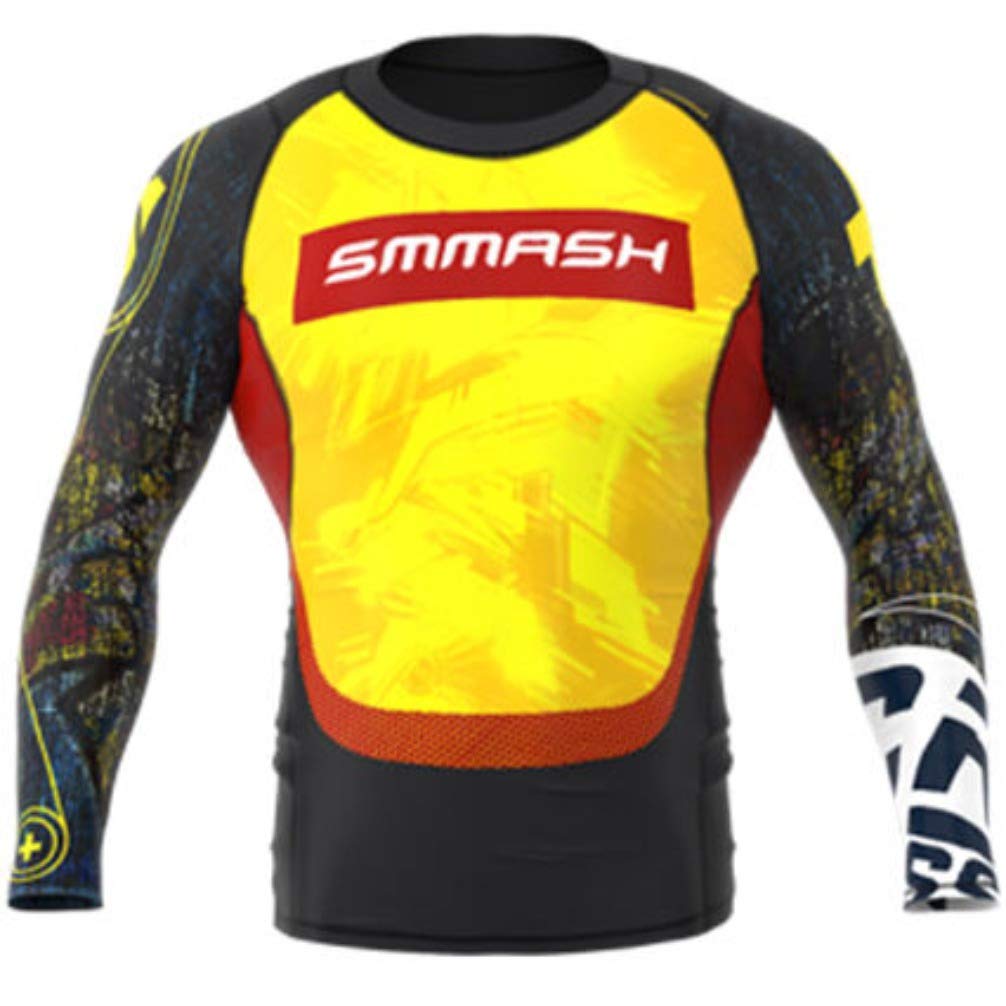 SMMASH Muscle Camisetas Compresión Deporte de Manga Larga para Hombre, Long Sleeve Gimnasio, Formación, Crossfit, Material Antibacteriano