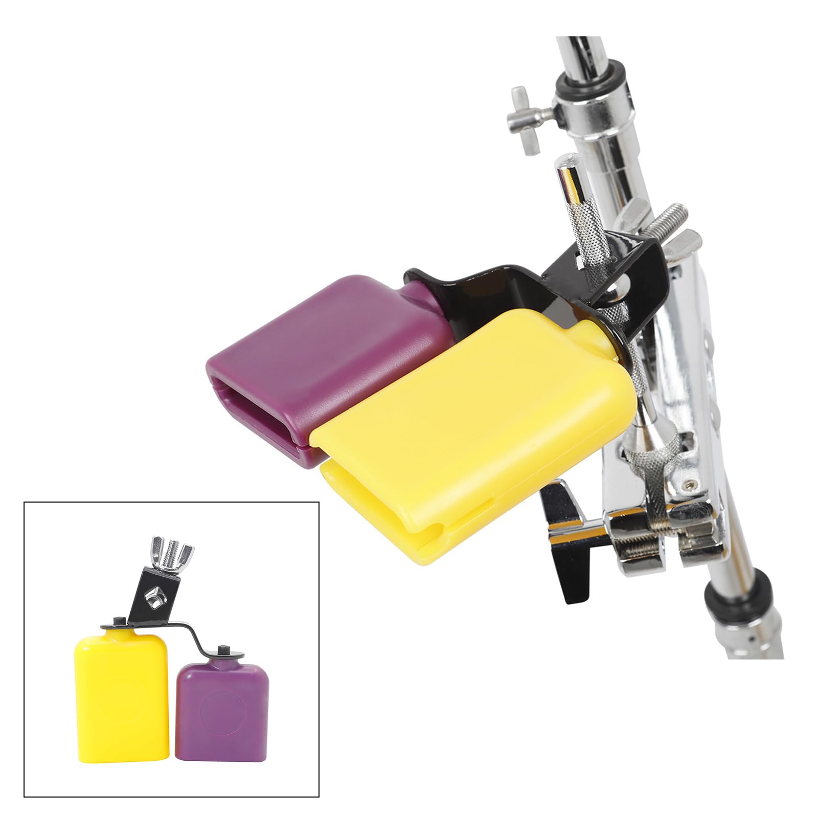 KAIXINXIN Bicolor Cowbell for Drum High and Low Tones Double Mounted Bells Noisemaker Percussion Musical Instruments