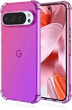 Topme Case for Google Pixel 9 (6.3 Inches), Mobile Phone Case Made of Soft TPU Silicone, Transparent, with Colour Gradient - Pink Purple