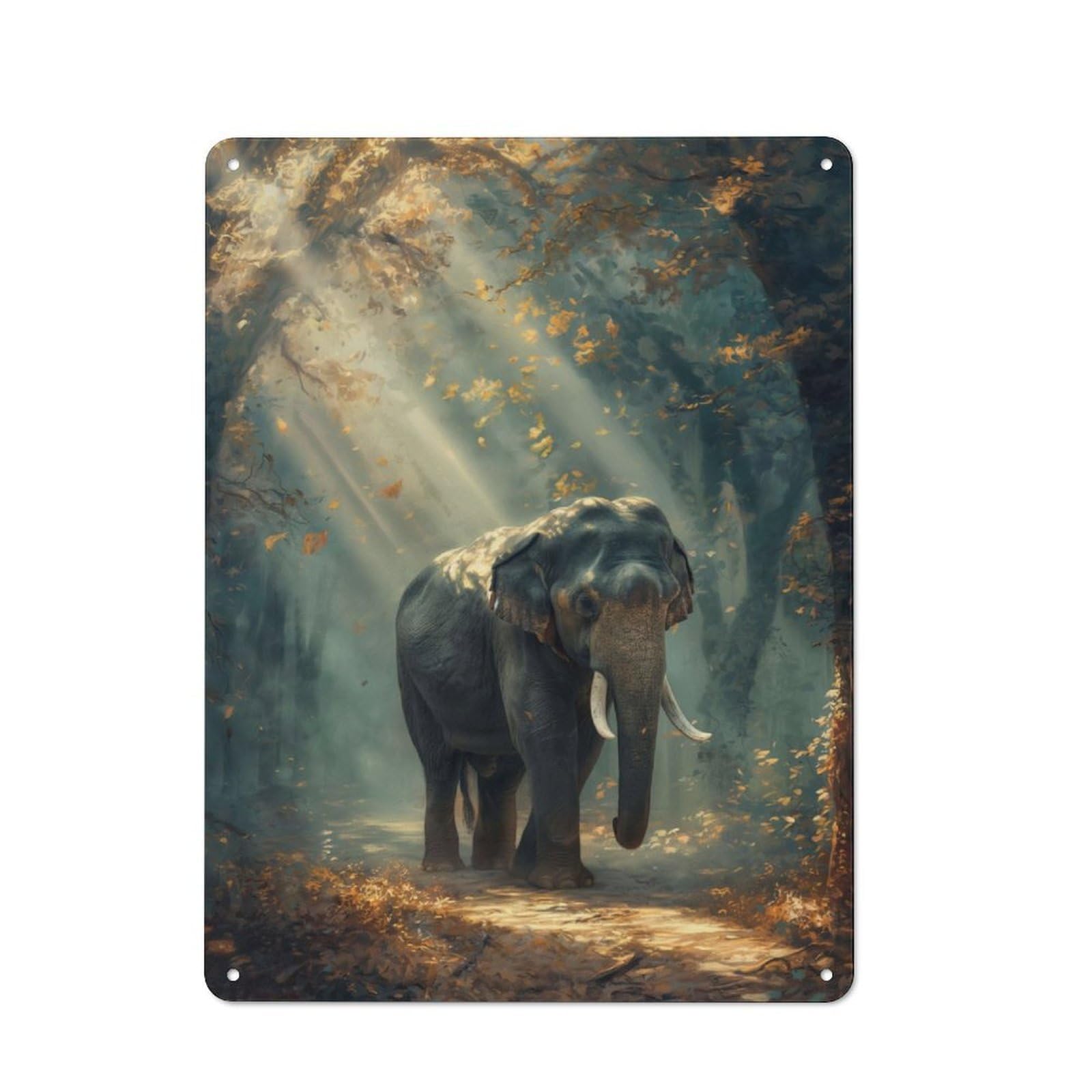 Urban Decorative Metal Plaque 40x30cm Featuring Sunlit Jungle Encounter, Loft Wall Plaque for Loft, Studio, Office Or Creative Room