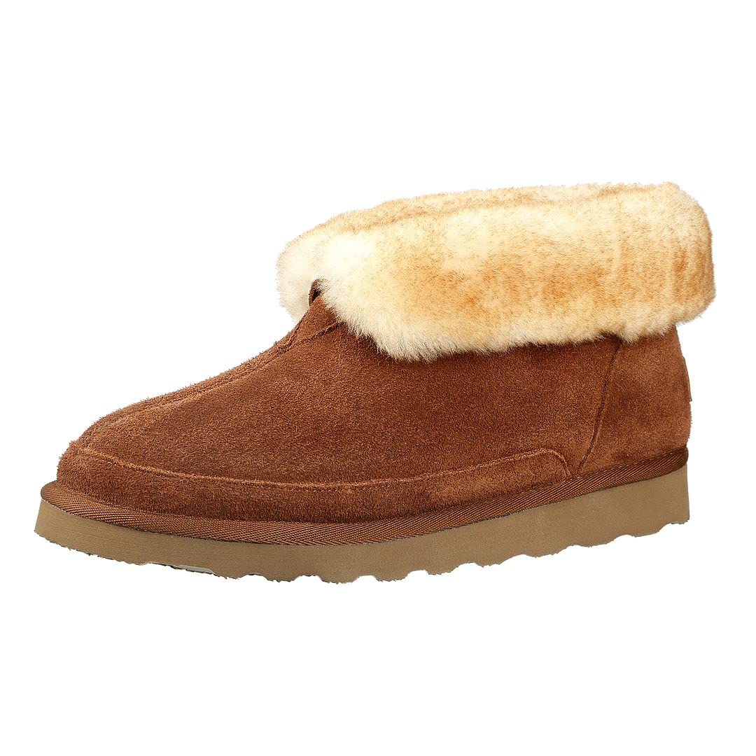PAMIR Men's Sheepskin Boot Slippers Indoor Outdoor Ankle Booties with Memory Foam