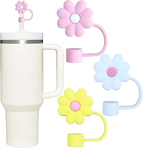Lindas fundas de popote de silicona con diseño de flores para tazas Stanley y otras tazas con pajita, se adapta a popotes de 0.394 in, tapas de disponible en Yaxa El Salvador