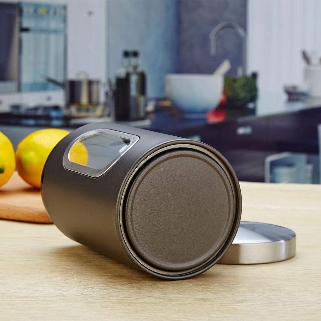 Contenitori Alimentari per Cereali Set Set di 3 contenitori ermetici for la conservazione degli alimenti, barattoli da cucina in acciaio inossidabile con coperchio trasparente, finestre trasparenti fo