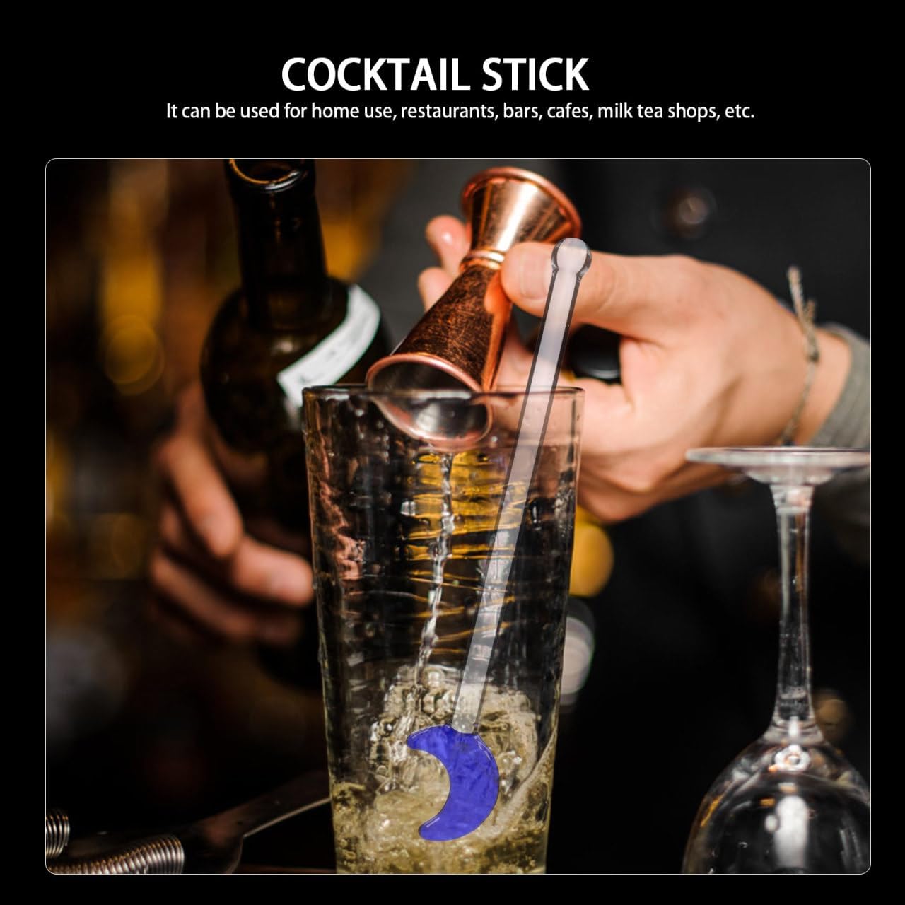 DOITOOL Glass Stirring Sticks 6-Pack 4.72 Inch Clear Cocktail Swizzle Sticks for Bar Parties Coffee and Beverage Mixing Rods Reusable Decorative Drink Stirrers