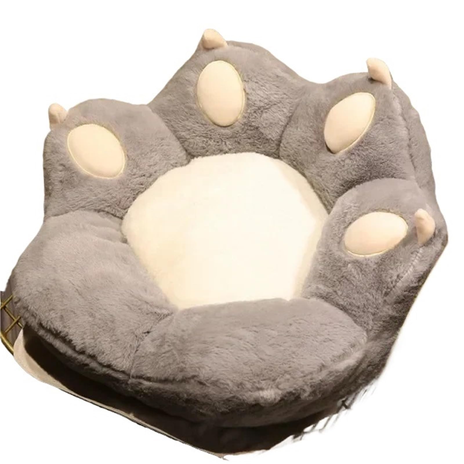 Oreiller patte de chat coussin siege doux en peluche grise pour chaise et canape