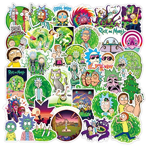 50PCS Rick Stickers for Laptop Water Bottle Luggage Snowboard Bicycle Skateboard Decal for Kids Teens Adult Cartoon Stickers