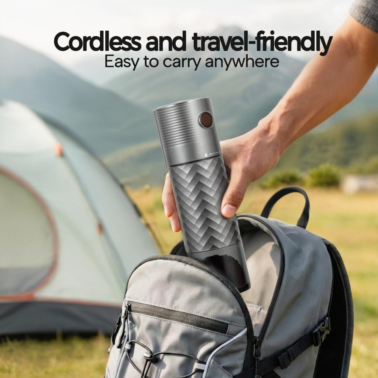Moulin à Café Électrique Portable avec Meule Conique en Céramique, Réglages Ajustables de Grossier à Fin, Démarrage en Un Clic, Compact pour Voyages, Camping et Maison