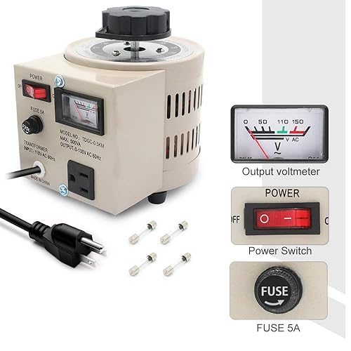 Miniatura 3 de LVYUAN Regulador de voltaje variable de transformador variable salida de 0-130 V entrada de 110 V-120 V 500 VA