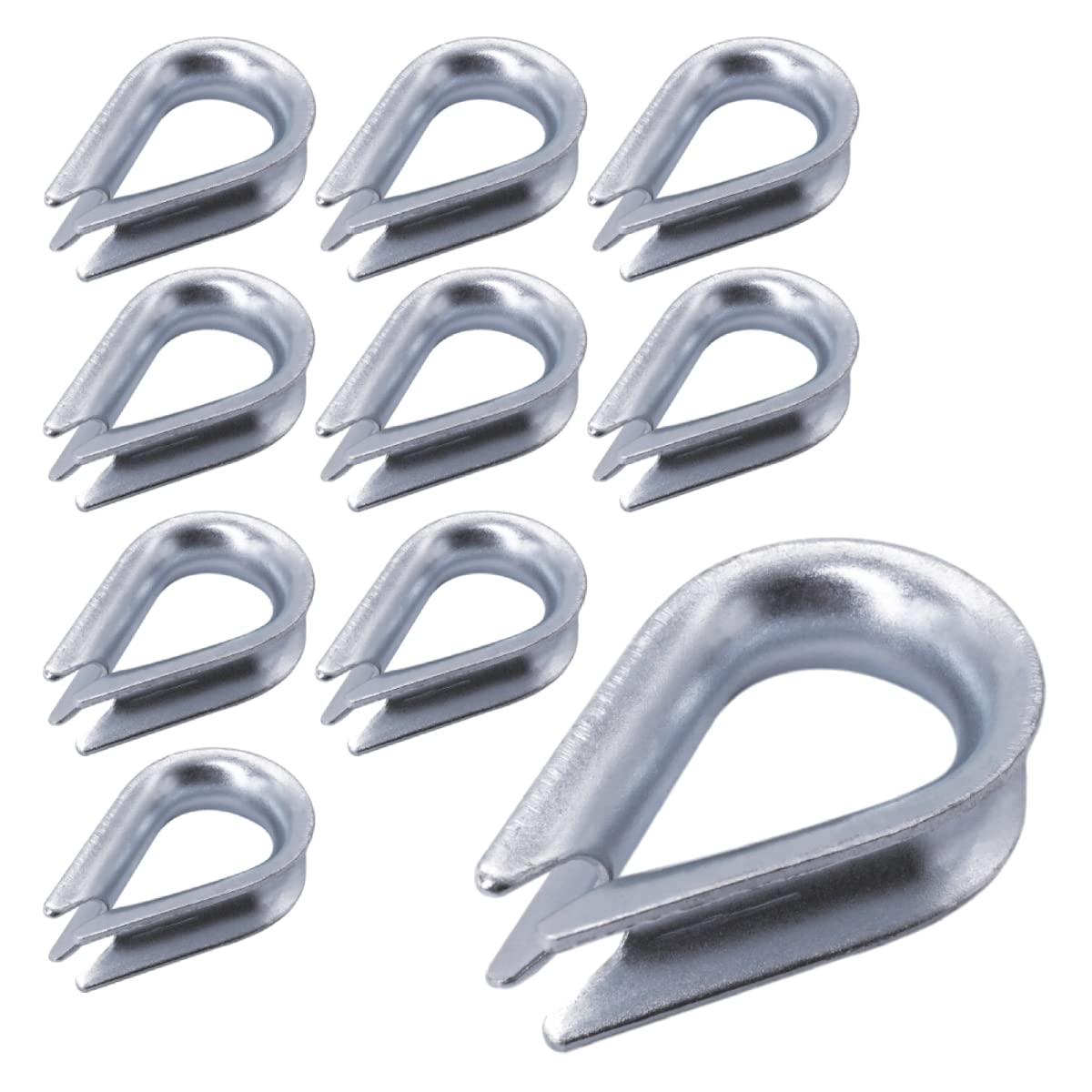 Lot de 10 cosses de câble galvanisées DIN 6899B - 14 mm - Pour câbles en acier - Pour gréement de câbles (10 pièces, 14 mm)