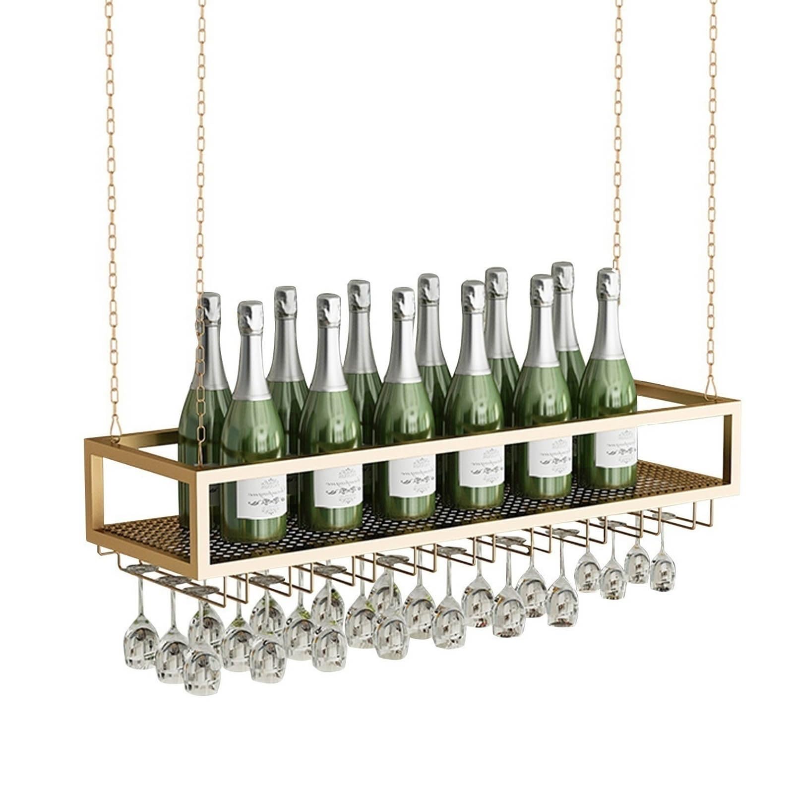 Porte-verres mural vintage en métal pour bouteilles de vin 100x25x20cm