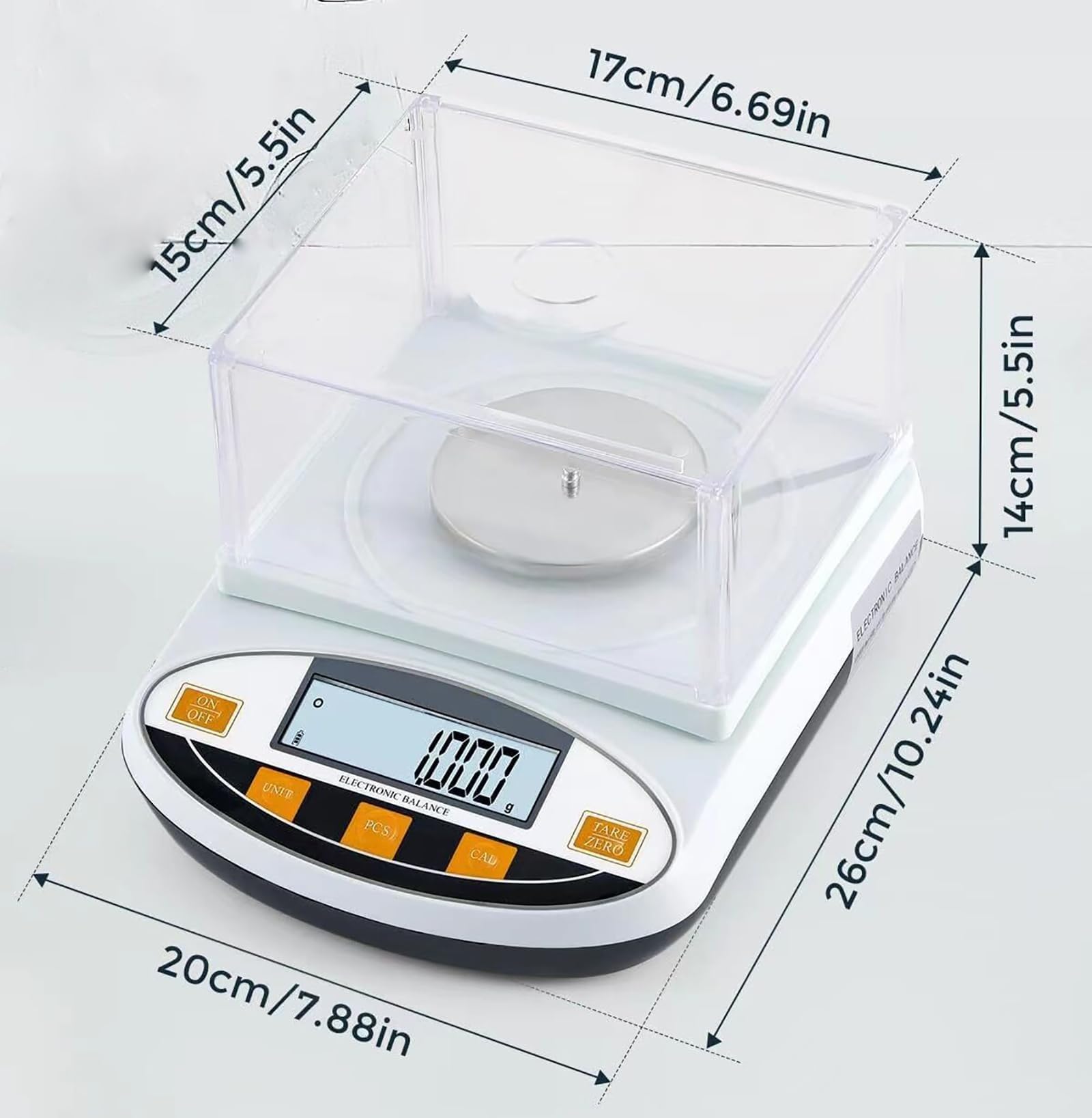Hochpräzise Laborwaage (100/200/300/500 g), Analysenwaage, 0,001 g (1 mg), für Gleich- und Wechselstrombetrieb geeignet, Einheitenumrechnung möglich, mit Windschutz, für Schulen,0.001g,300g