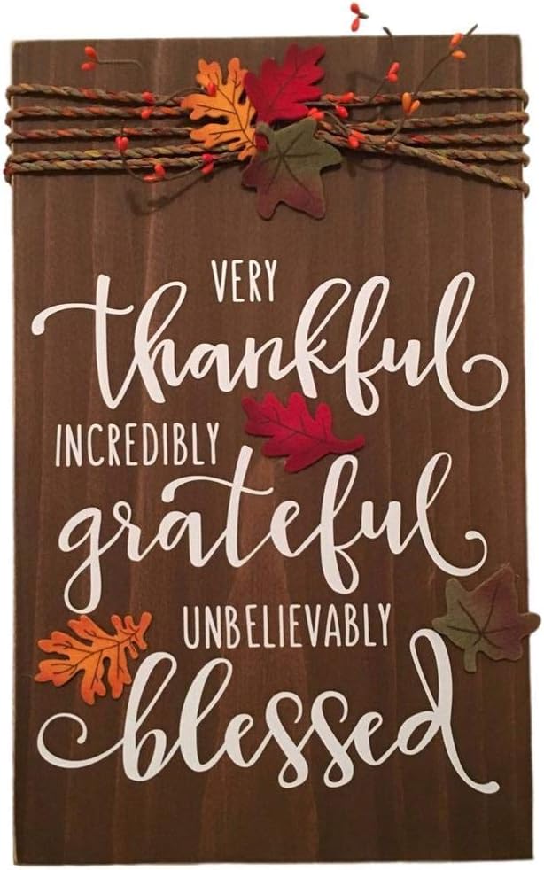 Thanksgiving Fall Thankful Grateful Blessed Wooden Sign