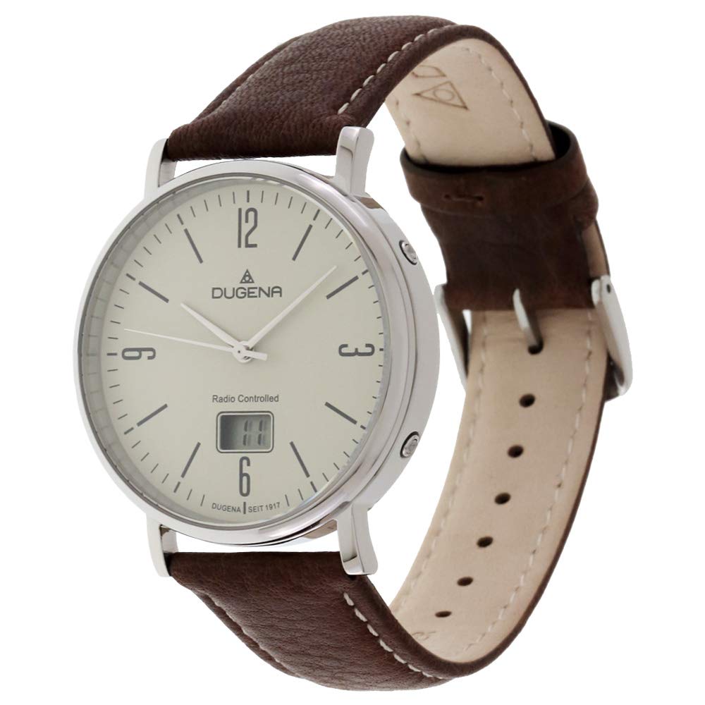 Dugena Herren Funk-Armbanduhr, Saphirglas, Lederarmband, Mondo Funk