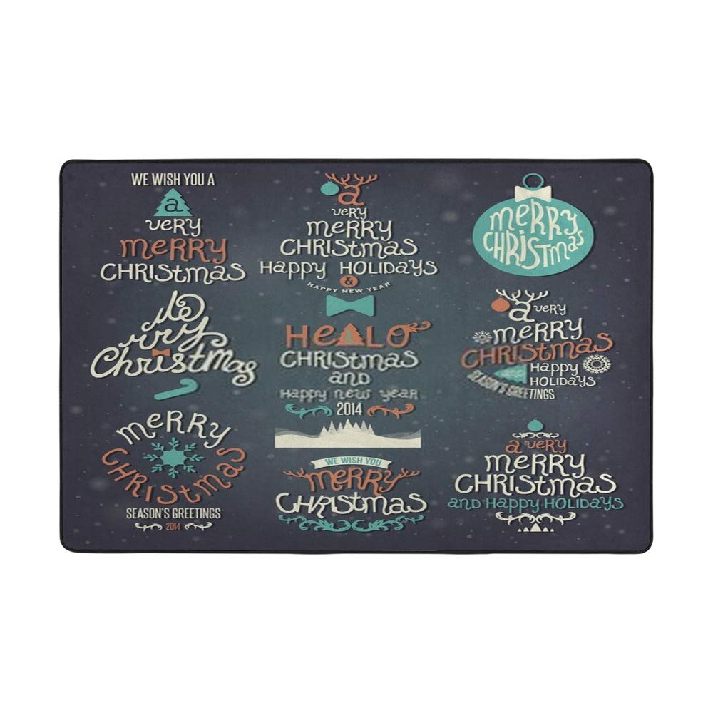 Tapis de maison moderne de grande taille CHEHONG avec motif de carte de voeux de Noel pour salon