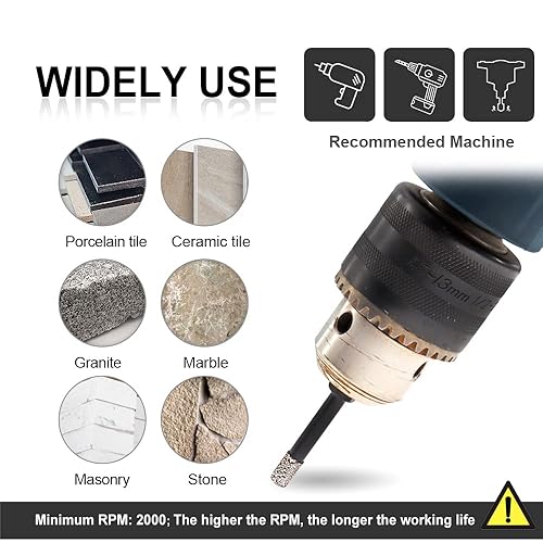 Miniatura 6 de SHDIATOOL Juego de 4 brocas de diamante seco de 14 pulgadas, 516 pulgadas, 38 pulgadas y 1 broca de carburo de 14 de pulgada para cerámica,