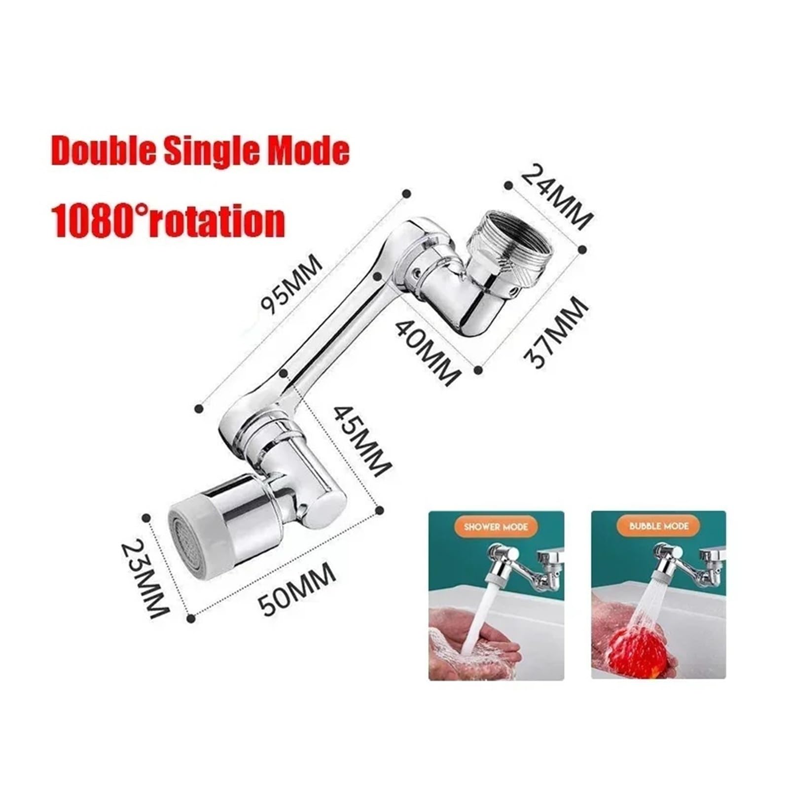 Estensore per rubinetto multifunzione girevole Aeratore Adattatore per lavello da cucina Rubinetto da bagno Braccio robotico girevole Universale (1080 Doppia modalità)