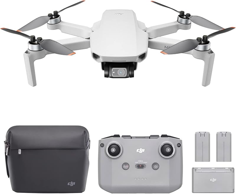 DJI Mini 2 Fly More Combo - Dron plegable ultraligero, cardán de 3 ejes con cámara 4K, fotos de 12 MP, tiempo de vuelo de 31 minutos, transmisión de vídeo HD OcuSync 2.0 de 10 km, QuickShots, gris (CP.MA.00000306.01)
