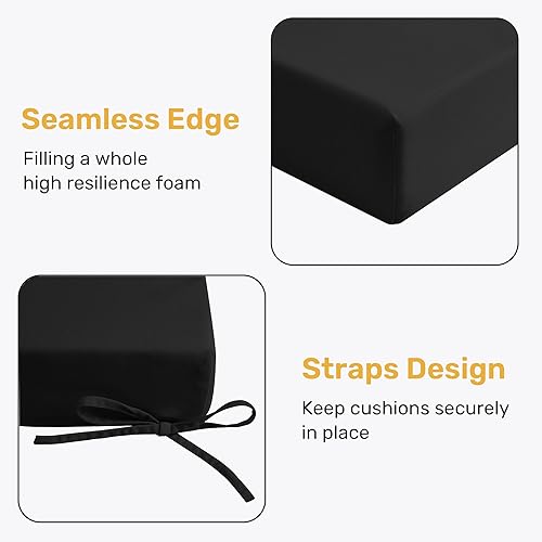 Miniatura 4 de UNIKOME Cojines para sillas de exterior, resistentes al agua, con lazos, relleno de esponja de alta densidad, cojines de asiento cuadrados para