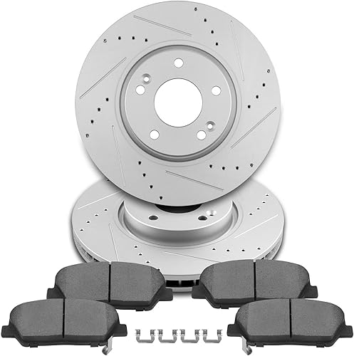 Miniatura 427 de Kits de frenos y rotores, rotores de freno SCITOO y 8 pastillas de cerámica para 08-12 para Chrysler Town & Country, 08-12 para Dodge Grand Caravan